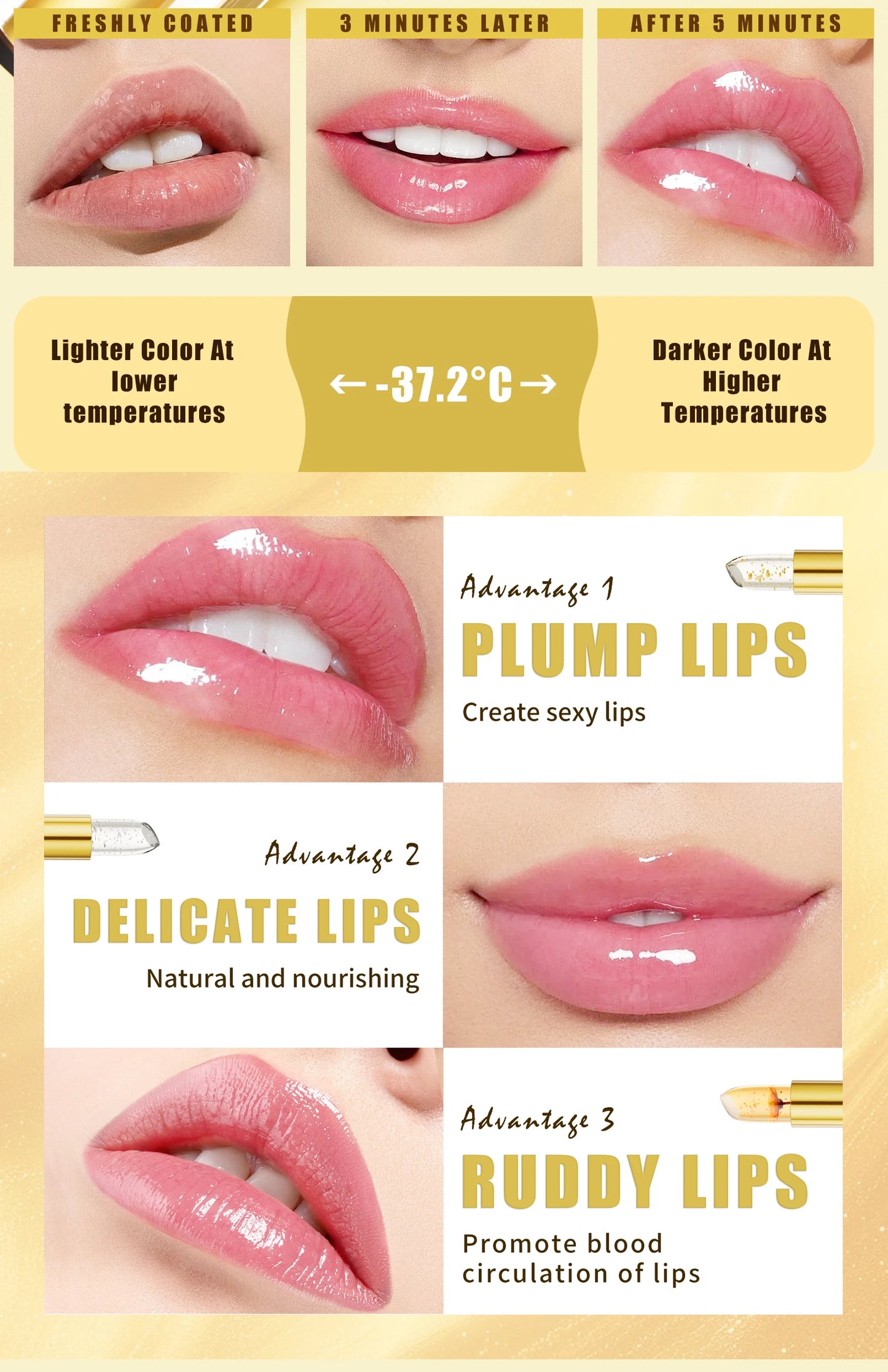 Temperature Color-Changing Lipstick – Moisturizing Waterproof Crystal Lipstick